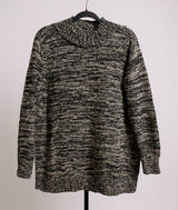 Old Navy Women's XXL Black White Marled‎ Mock Neck Long Sleeve Sweater Photo 0