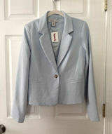 Rachel Zoe Pale Blue Single-Button Tailored Blazer Photo 0