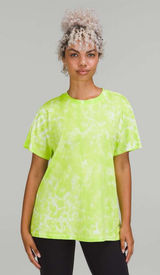 Lululemon All yours cotton t-shirt Tie-Dye neon lime Crewneck outdoor gym active Photo 0