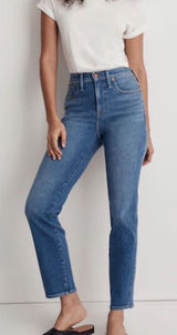 Madewell Stovepipe High Rise Straight Leg Jeans Seaside Wash Blue Size 25 NF121 Photo 0