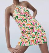 Satin Effect Print Dress Photo 0