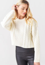 Naadam Wool Cashmere Cable Knit Cropped Sweater Cream Ivory Medium Photo 0