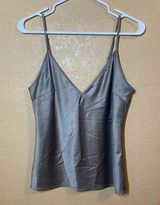 Zara Silky Silver V-neck Tank Size Small Photo 0