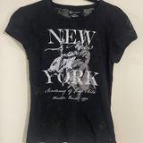 Nobo Y2K New York Graphic Burnout Tee Black Size S 2000’s Grunge Cyber Punk Alt Photo 0