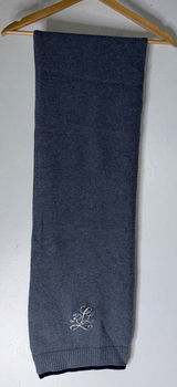 LAUREN RALPH LAUREN Wool Blend "LRL" Signature‎ Monogram Grey Blue Scarf Photo 0