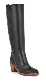 Nine West Hecee Block Heel Tailored Leather Boots in Black, Size 8, NEW $229 Photo 0