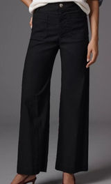 Anthropologie Maeve 25 Colette Full Length Wide Leg Pants Black Relaxed Office Photo 0