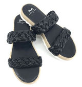 Marc Fisher Sandals Womens Size 5 Black Leather Jaimee Espadrille‎ Slide Shoes Photo 0