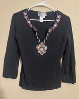 Joseph A VTG W Med V-Neck Beaded Boho- Chic Y2K‎ 90's Eclectic Hippie Gilmore Whimsigoth Photo 0
