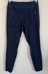 Athleta Peak Hybrid Fleece Tight Leggings Womens Large Navy Blue Outdoor Camping Photo 0