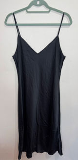 Aritzia Wilfred Only Slip Satin Midi Dress Black sz L LBD Photo 0