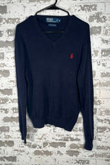 Polo by Ralph Lauren | mens vneck pima cotton blue sweater Photo 0