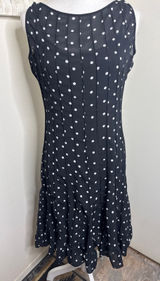 Vintage Retro Black Polka Dot Midi Dress Sleeveless Pleated Flounce Hem Classic Photo 0