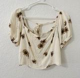 Altar'd State Floral Puff Sleeve Crop Top Small Smocked Back Cottagecore Photo 0