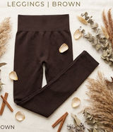 Chances R Women Cocoa Brown Seamless High‎ Waisted Ribbed L Waistband Leggings Photo 0