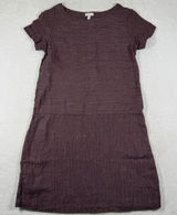 Garnet Hill Womens 0 Plum Striped 100% Linen Drop Waist Shift Dress 45889 Photo 0
