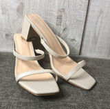 Katlui Womens Sandals 9.5 Beige Apricot Slip On Heels Open Toe Summer Strappy Photo 0