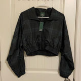 NEW Wild Fable women’s black green plaid zip windbreaker bomber jacket‎ XS Photo 0