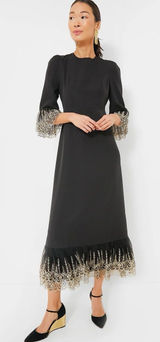 NWT Pomander Place Tuckernuck Lillith midi dress black gold extra large Photo 0