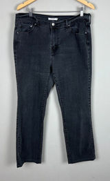 Levis 505 Straight Jeans Womens 33 Charcoal Black Gray High Rise Stretch Crop‎ Photo 0