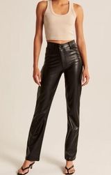 Abercrombie & Fitch Vegan Leather Pants Criss Cross Waist 90s Straight Size 28 6 Photo 0
