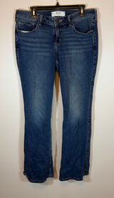 Hollister Low Rise Boot Cut Jeans Dark Wash Blue Womens 32 Long Floral Pockets Photo 0
