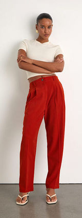 Lulus Sophisticated Company Rust Red Straight Leg Trouser Pants Photo 0