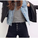 Madewell High-Rise Denim Shorts Size 26 Black Button Fly Raw Hem G5167 Photo 0