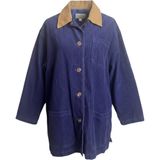 Karen Scott Vintage Corduroy Barn Jacket Navy blue Tan Suede Collar Chore Coat M Photo 0