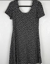 Altar'd State Black White Floral Short Sleeve‎ Mini Dress Cottagecore Photo 0