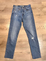 Levis Big E Wedgie Fit Jeans‎ Distressed Raw Hem Denim Size 24 Straight Photo 0