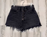 Abercrombie & Fitch Black High Button Fly Denim Shorts Womens Size 2 / 26 Frayed Photo 0
