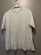 HM Basics Womens Mock Neck Short Sleeve Knit Sweater Gray Beige Top Size XS Photo 0