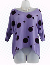 Vintage Y2K Cristina Barros Purple Magenta & Black Polka Dot Tunic Top Size IT36 Photo 0