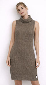ONE TEASPOON Knit Metallic Turtleneck Mini Dress Gold Small Photo 0