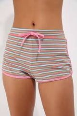 Dippin Daisy’s Girls Club Pink Multi Striped Terry Knit Drawstring Swim Shorts S Photo 0