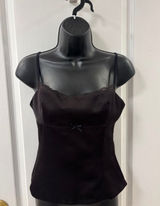 Y2K Zara Lace Trim Bow Fitted Dark Brown Tank Top Feminine Coquette Going Out S Photo 0