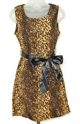 ZARA WOMAN Leopard Print Sleeveless Ruched Mini Dress w/Zipper Back -‎ M EUC Photo 0