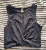 Yogalicious 🌸Yogalicous Twist Front Sleeveless Crop Top - Charcoal Photo 0