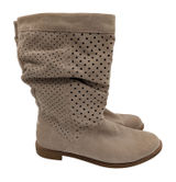 TOMS Serra Slouch Boots Women 8 Taupe Suede Perforated Mid-Calf 710515 Round Toe Photo 0