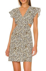 Rails Nyla Olive Vine Cut Out‎ Mini Dress Medium Green Floral Boho Summer Cotton Photo 0