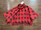 Zara Women’s Plaid Buffalo Fringe Cape Photo 0