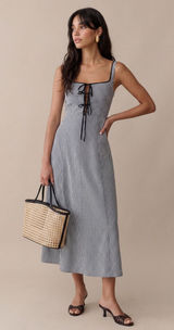 NWT o.p.t Babette Midi Dress size 4 gingham tie front cotton few moda Photo 0