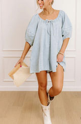 Light Blue Denim Romper Photo 0
