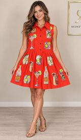 Queen of Sparkles Red Sequin Cocktail Drink Sleeveless Shirt Dress XS Photo 0