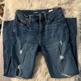 Old Navy Blue Straight Leg Jeans with Distressed Details Photo 0