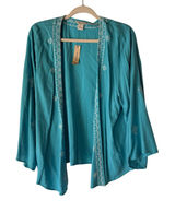 Ariat Misty Kimono Maui Blue‎ Open Front Embroidered Cardigan S/P NWT Photo 0