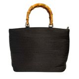Gucci Vintage Bamboo Top-Handle Black Tiered Nylon Leather Trim Shopper Tote Bag Photo 0