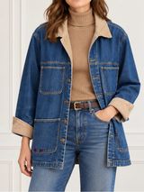 Vintage Bill Blass Jeans Denim Chore Jacket XL Corduroy Collar Barn Workwear Photo 0
