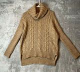 Cozy Chunky Knit Turtleneck Sweater Cable Knit, Slouchy‎ Fit Brown Alpaca Wool S Photo 0